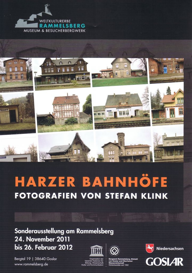 Plakat zur Ausstellung "Harzer Bahnhöfe" mit Fotografien von Stefan Link